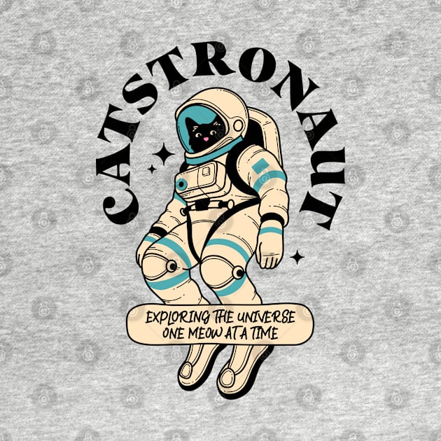 Astronaut Black Cat in blue by The Charcoal Cat Co.